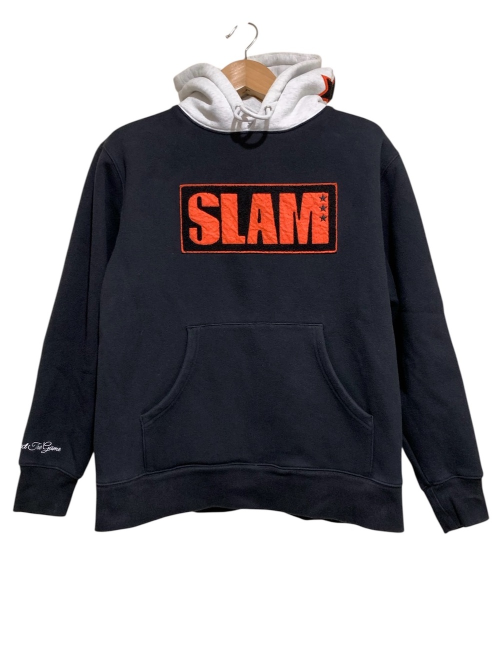 SLAM Magazine Logo Black Heavyweight Hoodie Orange Patch Size Medium